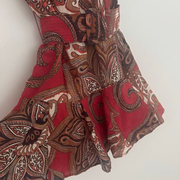 Farm Rio Leopard Paisley Mini Dress in Burgundy - Picture 4 of 7